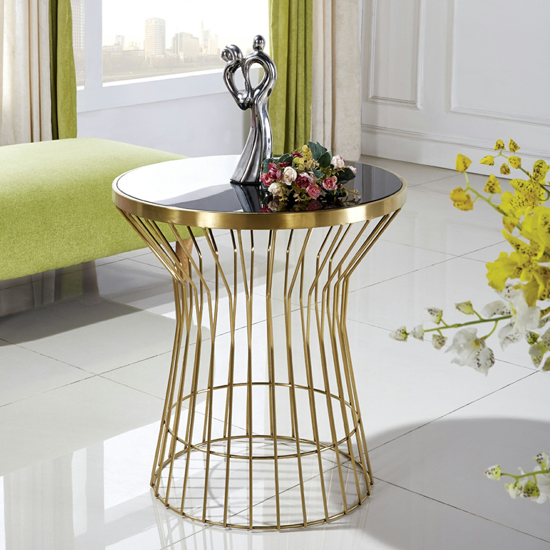 Model No: ST511957Size: 50*60 cmHyperbolic Cage Base Side Table