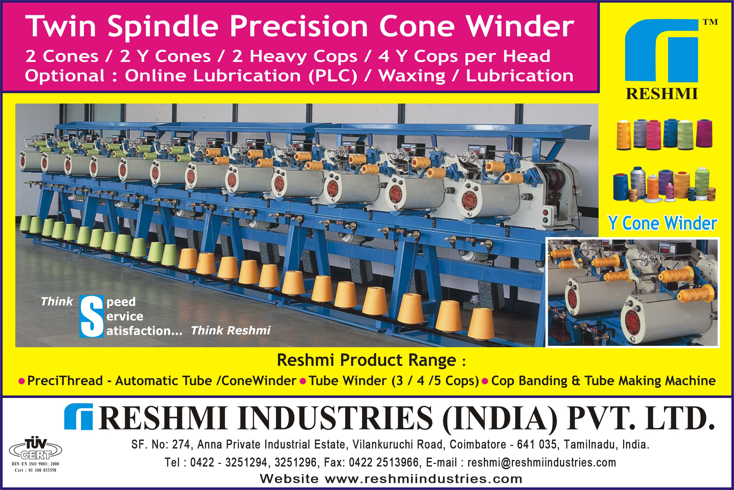 RESHMI CONE WINDER CONE WINDING MACHINE MANUF RESHMI INDUSTRIES