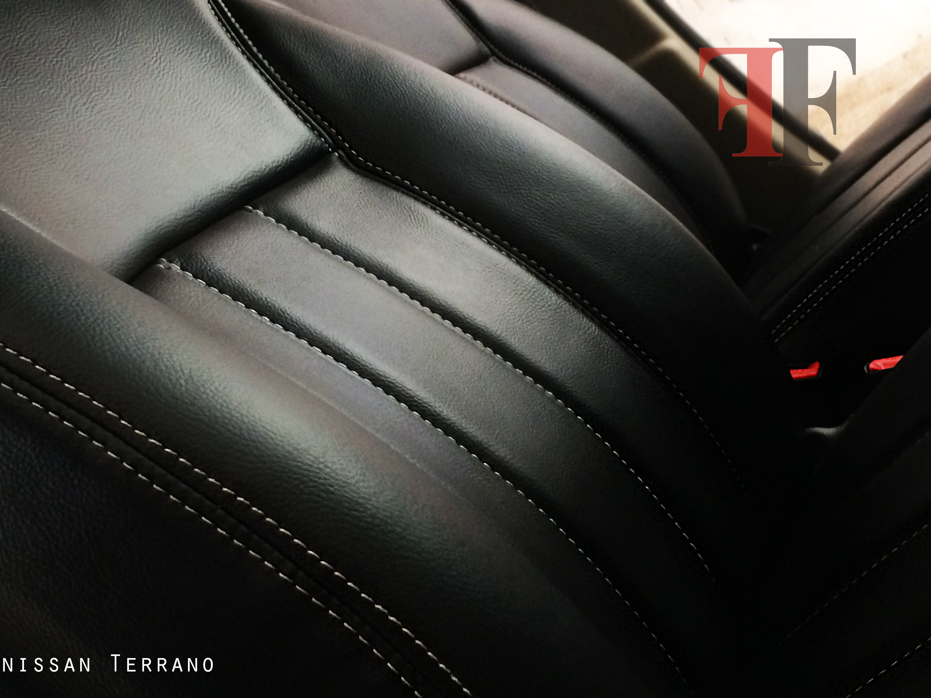 Brands P8 Elegant Ff Car Accessories In Chennai India Customised Car Seat Covers For Nissan Terrano Pure Black With White Stitches Gives Elegant Look To