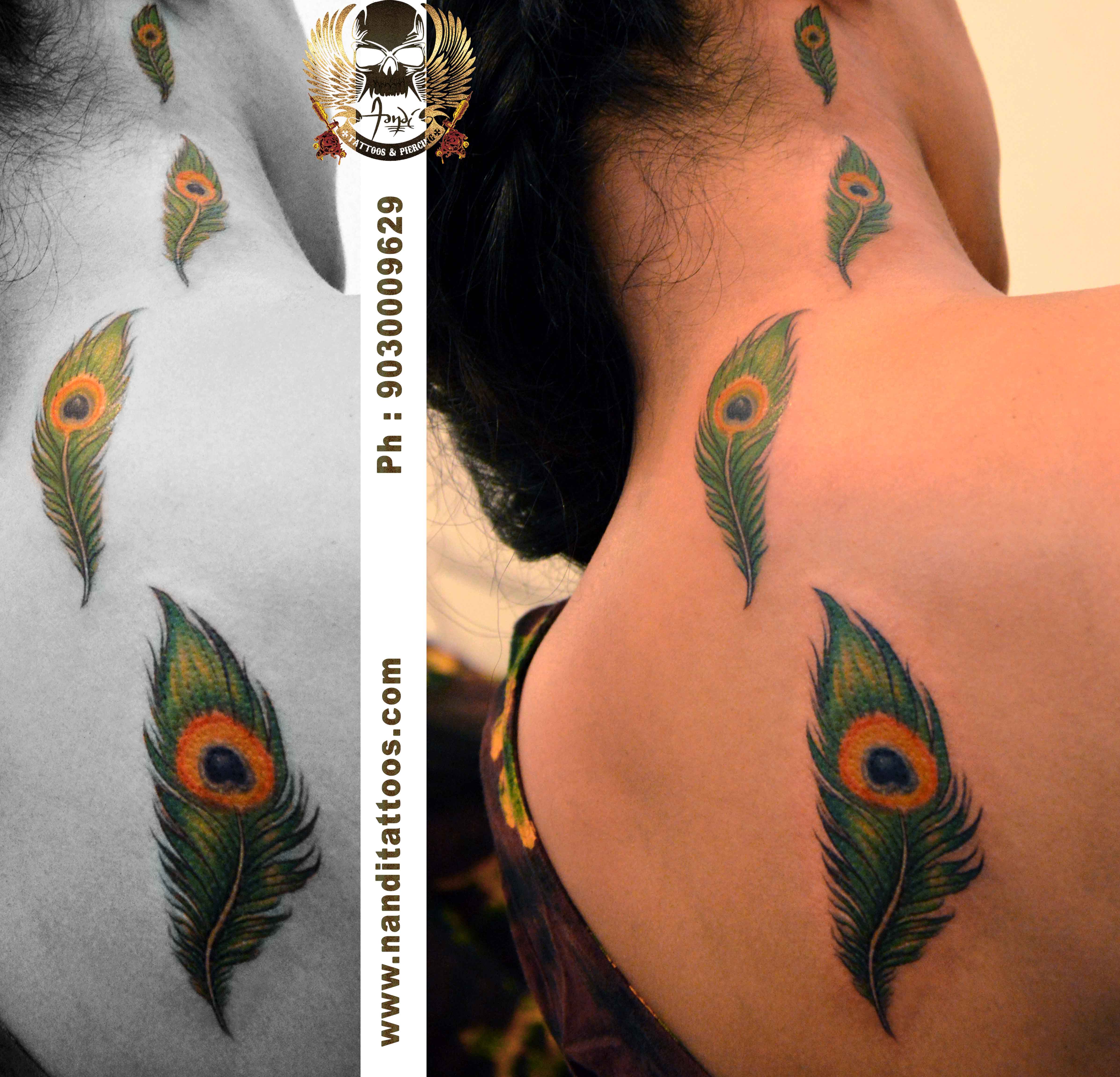 Peacock feathers tattoo , at Nandi Tattoo Stu : NANDI TATTOO Studio