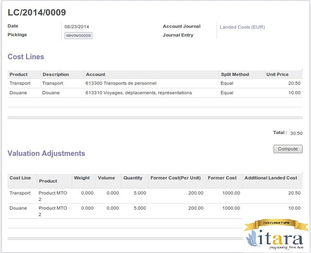 Odoo Inventory - Cos