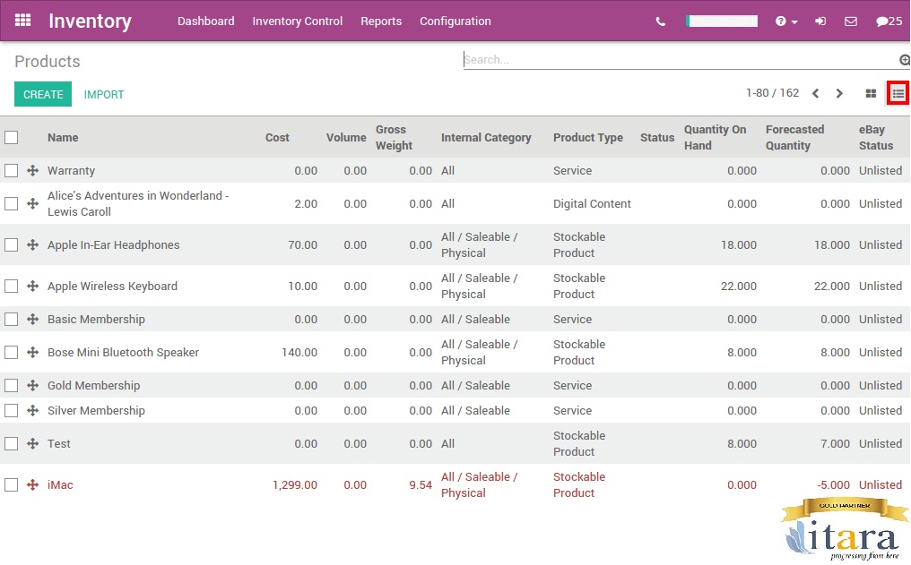Odoo Inventory - Rep