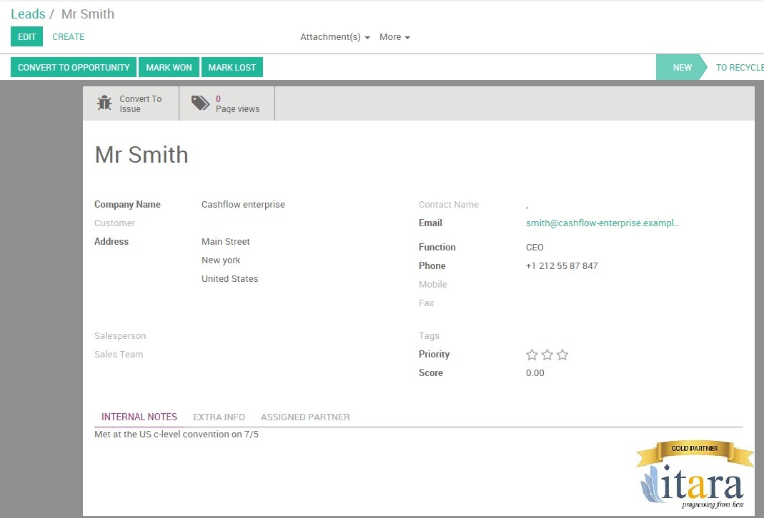 Odoo CRM LeadsLea