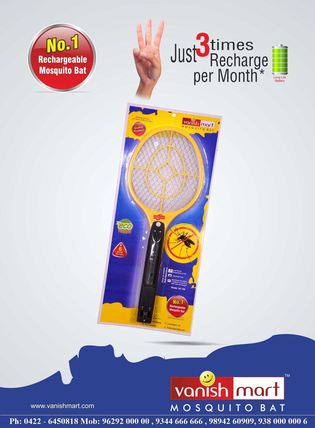 Rechargeable Mosquito Bat Manufacturer in Chennai VANISMART
