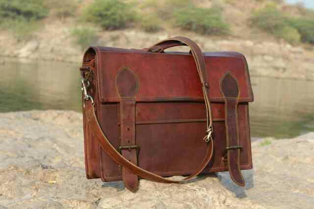 Leather tote bag, M