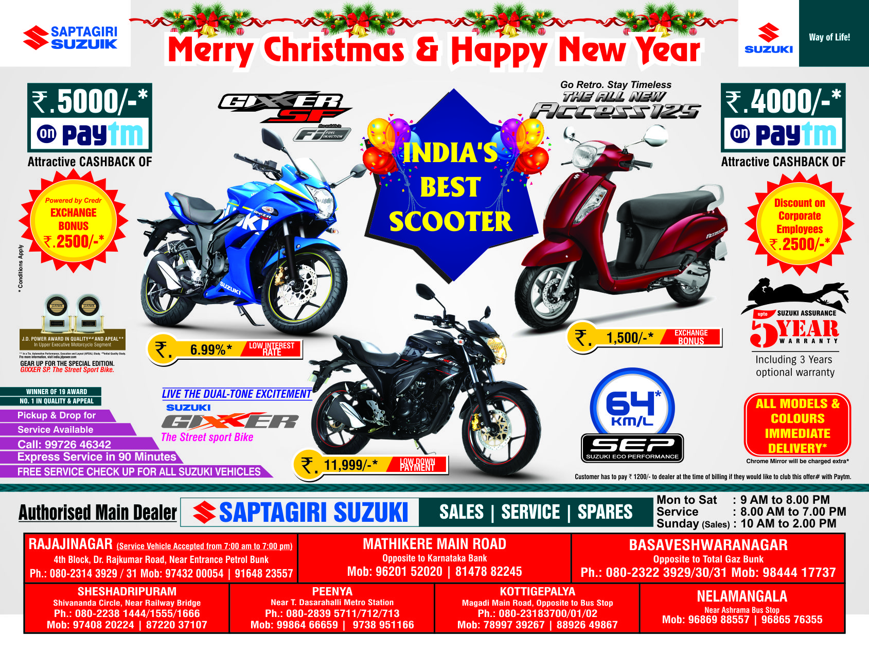 LOAN CUM EXCHANGE MELA O SAPTAGIRI AUTO PRIVATE LIMITED in Bangalore