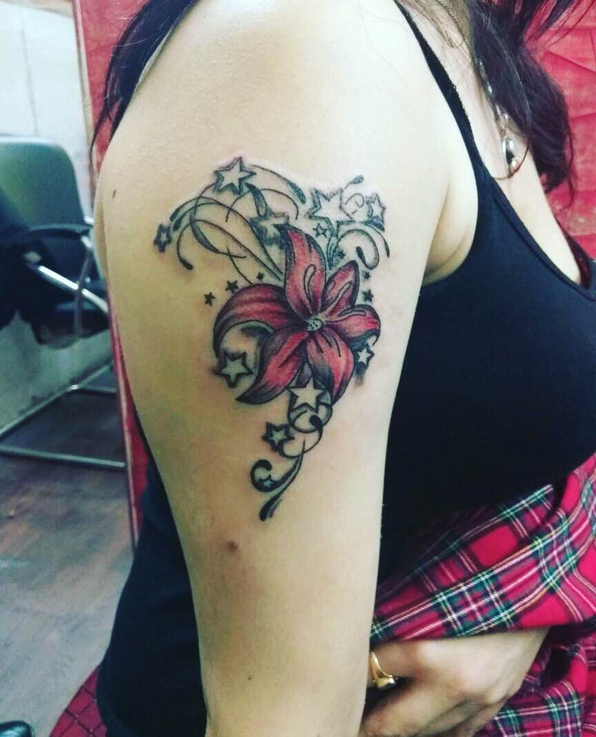 Star tattoo rose tat