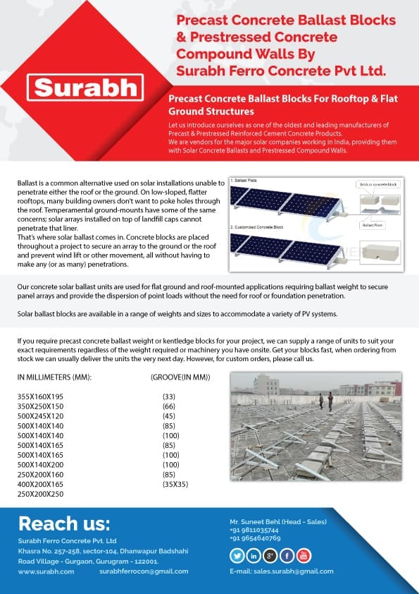 Concrete Ballast Blocks for Rooftop Solar Str Surabh Ferro Concrete