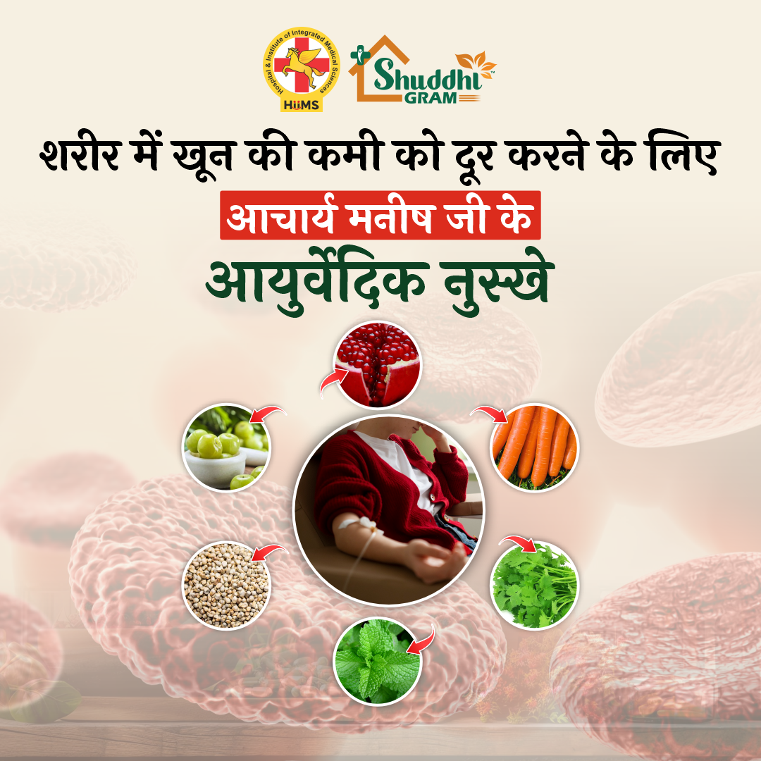 Sharir mein khoon ki kami ko door karne ke liye Acharya Manish Ji ke Ayurvedic nuskhe. main image