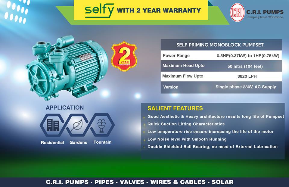 CRI Pumps are good suction lift characteristi Nessa Enterprises Pvt