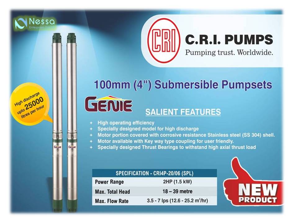 C.R.I pumps dealer in Coimbatore in 4" bore w Nessa Enterprises Pvt