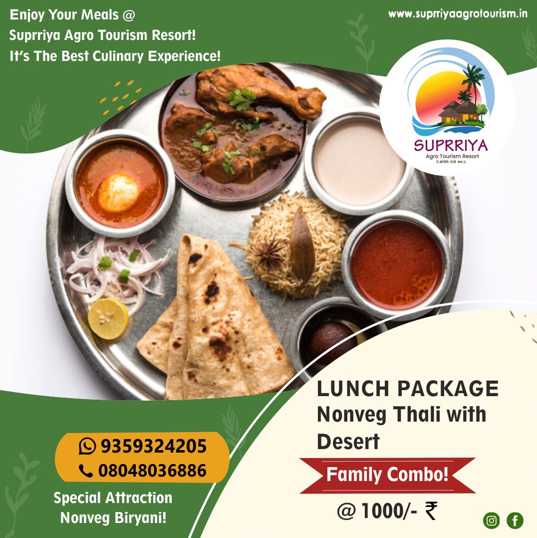 Enjoy Spicy NonVeg Thali Suprriya Agro Tourism9359324205