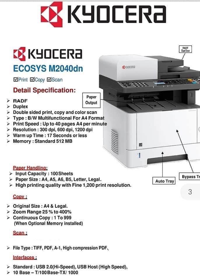 ＊terryページ＊ KYOCERA-M2040DN 40Cpm Printer Copier Color Scanner | Manotech