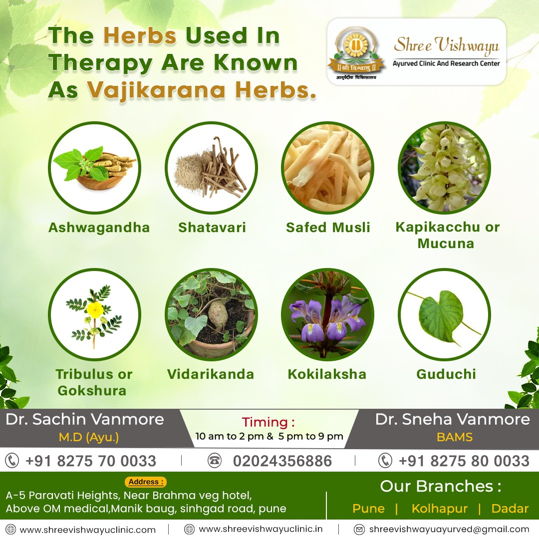The herbs used in therapy are known as Vajikarana herbs. • Ashwagandha