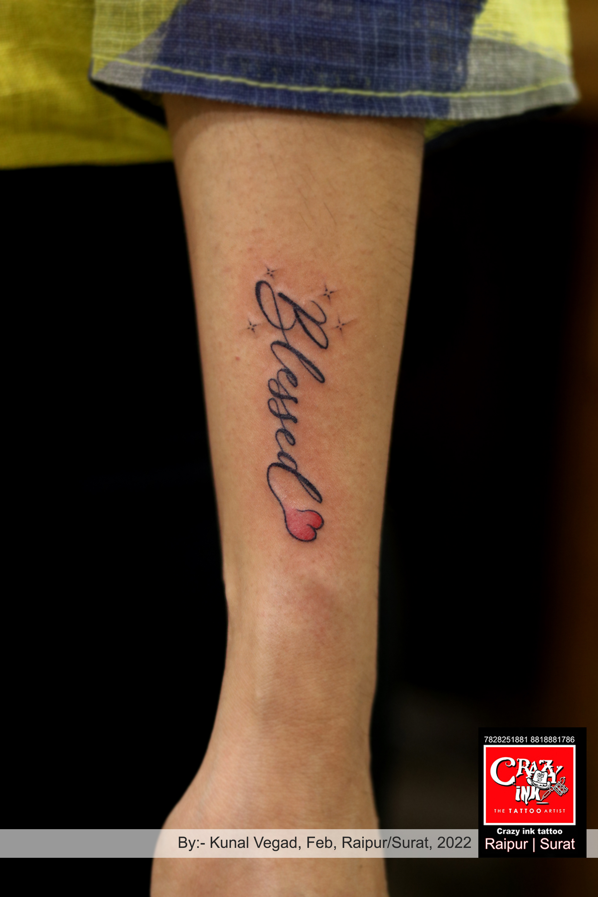 BLESSED TATTOO DESIGN | CRAZY INK TATTOO & BODY PIERCING in Raipur, India