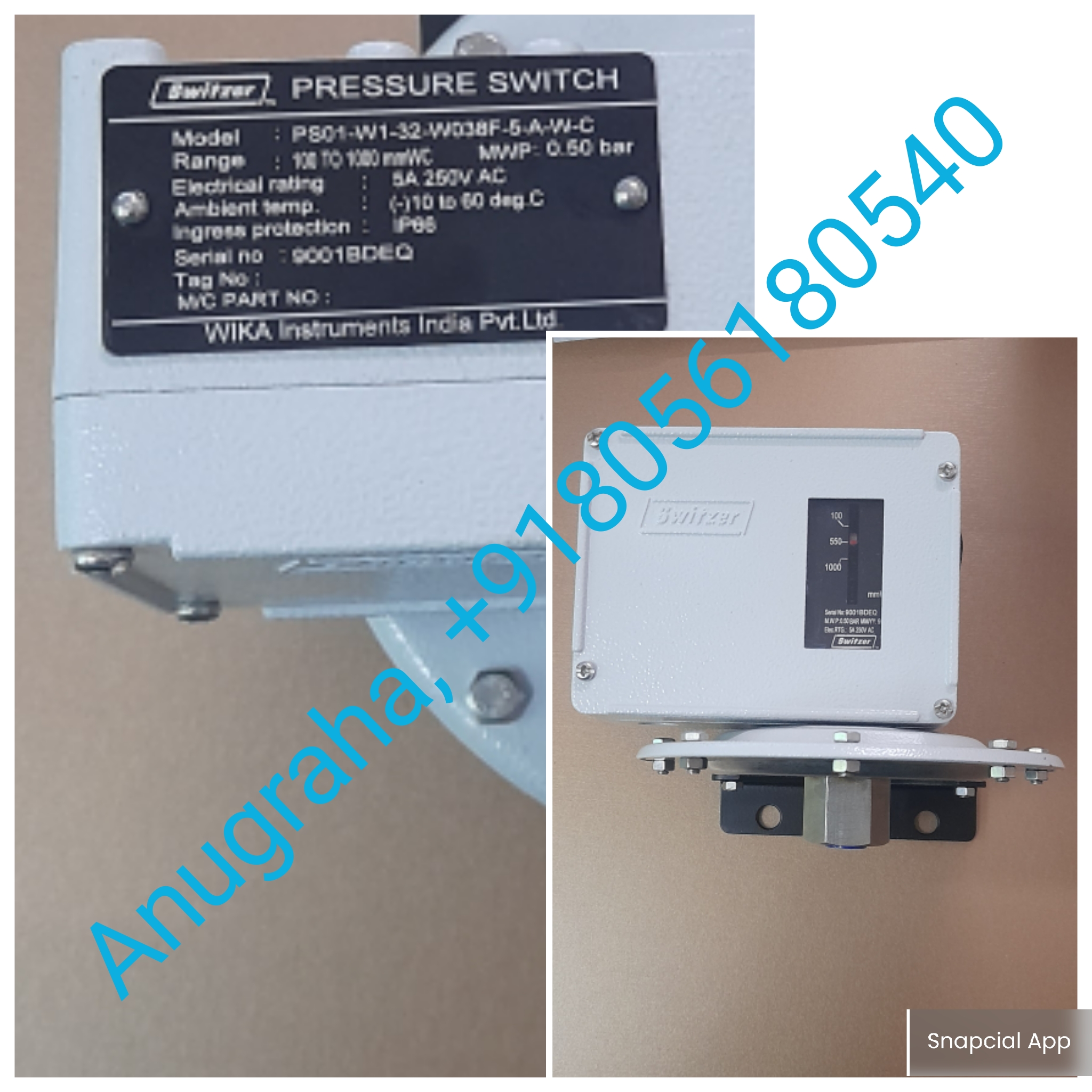 SWITZER Low Pressure Switch (A group of WIKA) Anugraha Engineering