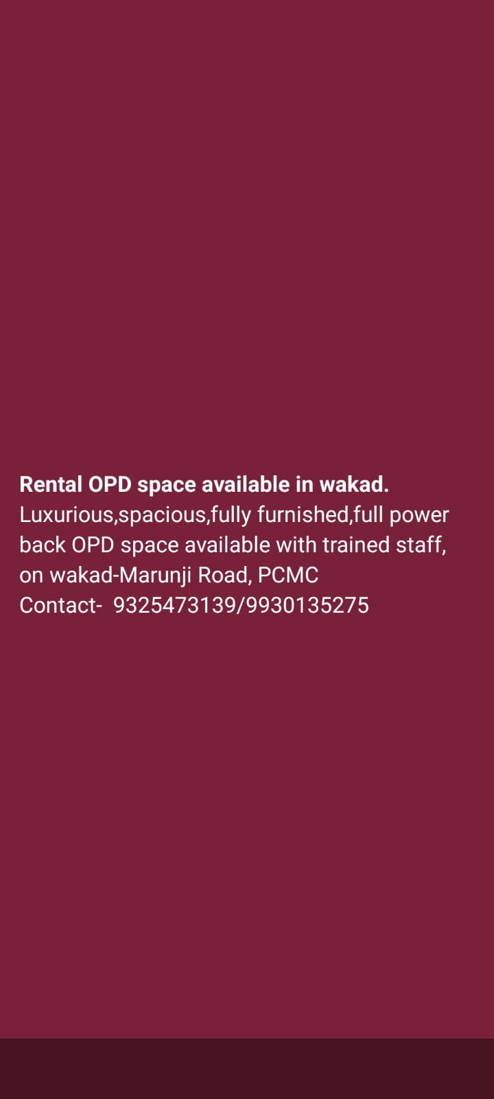 Rental OPD Space is available in Wakad. Luxurious,... main image
