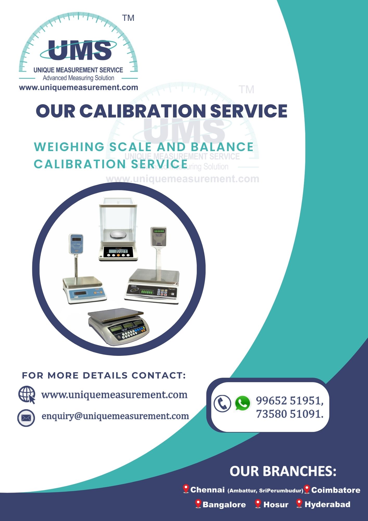 Calibrate weighing scale UNIQUE MEASUREMENT SERVICE in Chennai, India