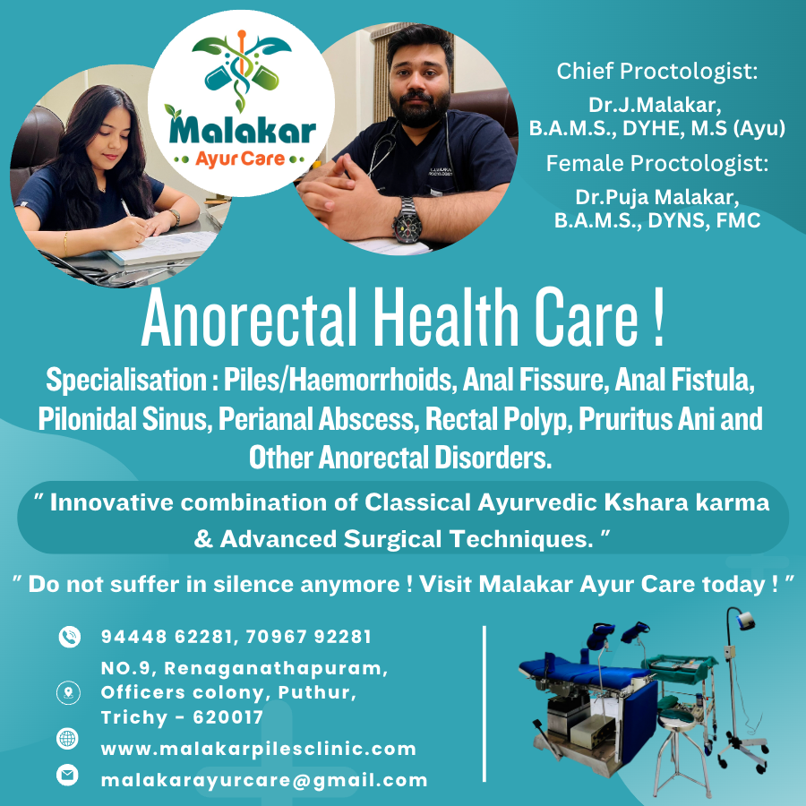 piles specialist in jeeyapuram
Malakar Ayur Care (... main image