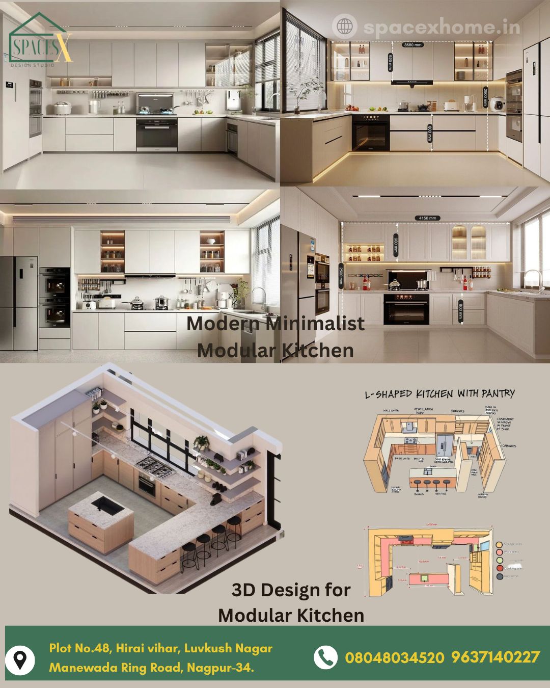 Modern Kitchen interior Design By SpacesX Constru | SpacesX
