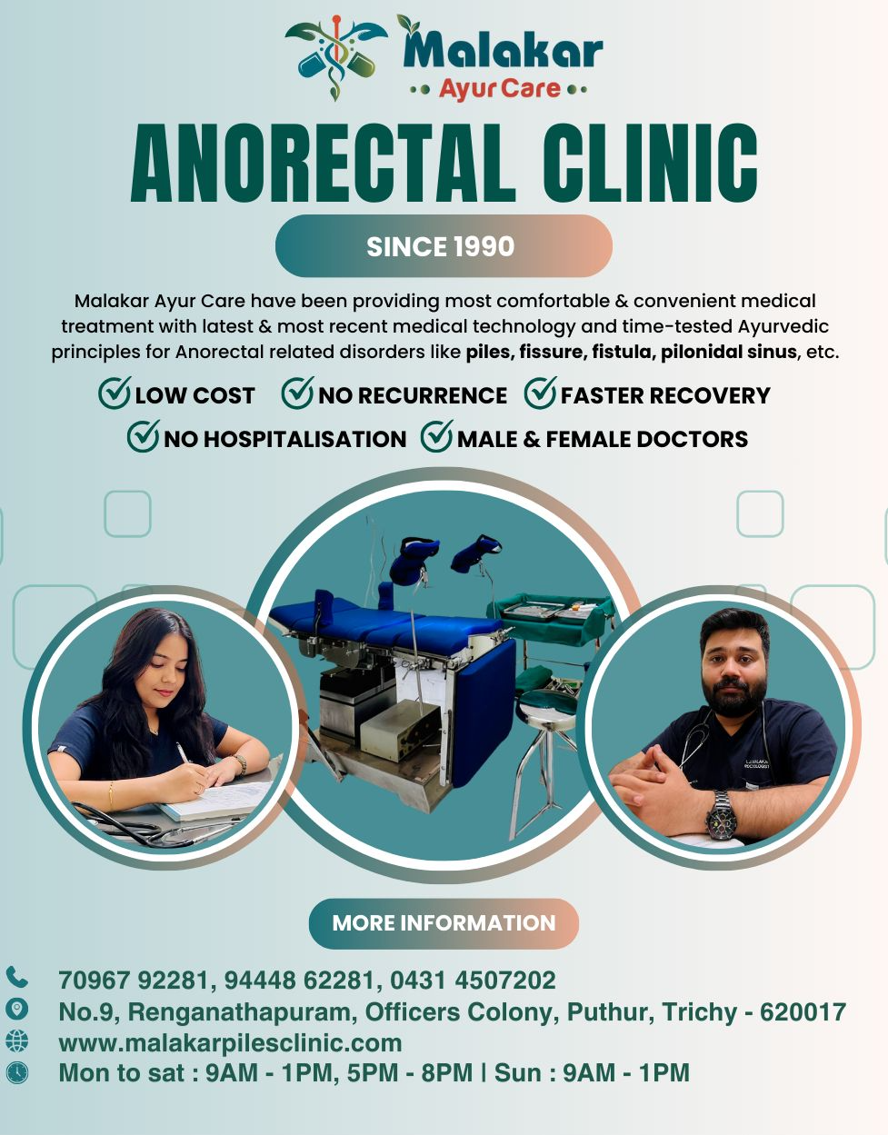 Top fissure clinic in woriyur trichy
Malakar Ayur ... main image