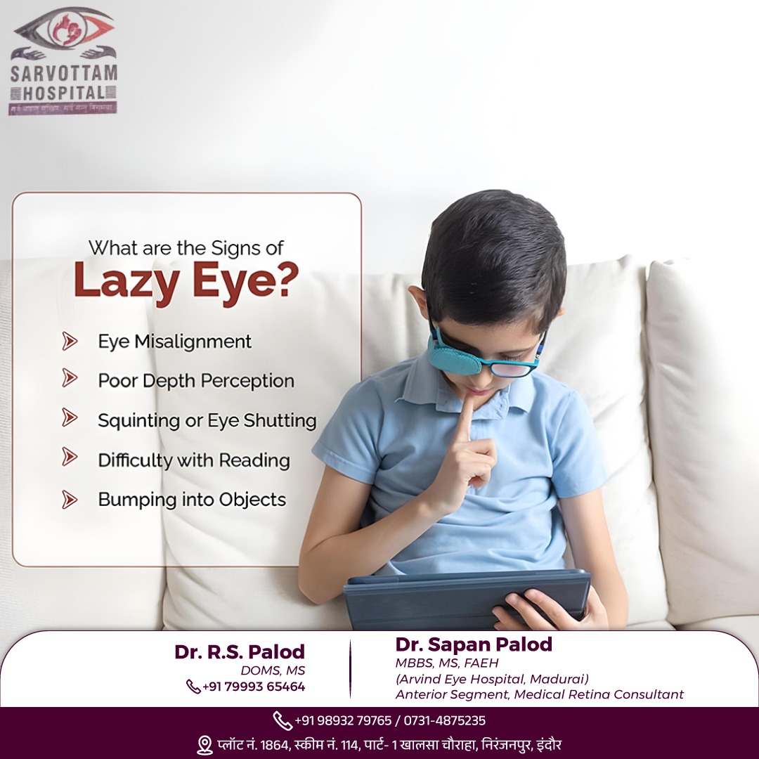 The signs of lazy eye (amblyopia) mentioned are: *... main image