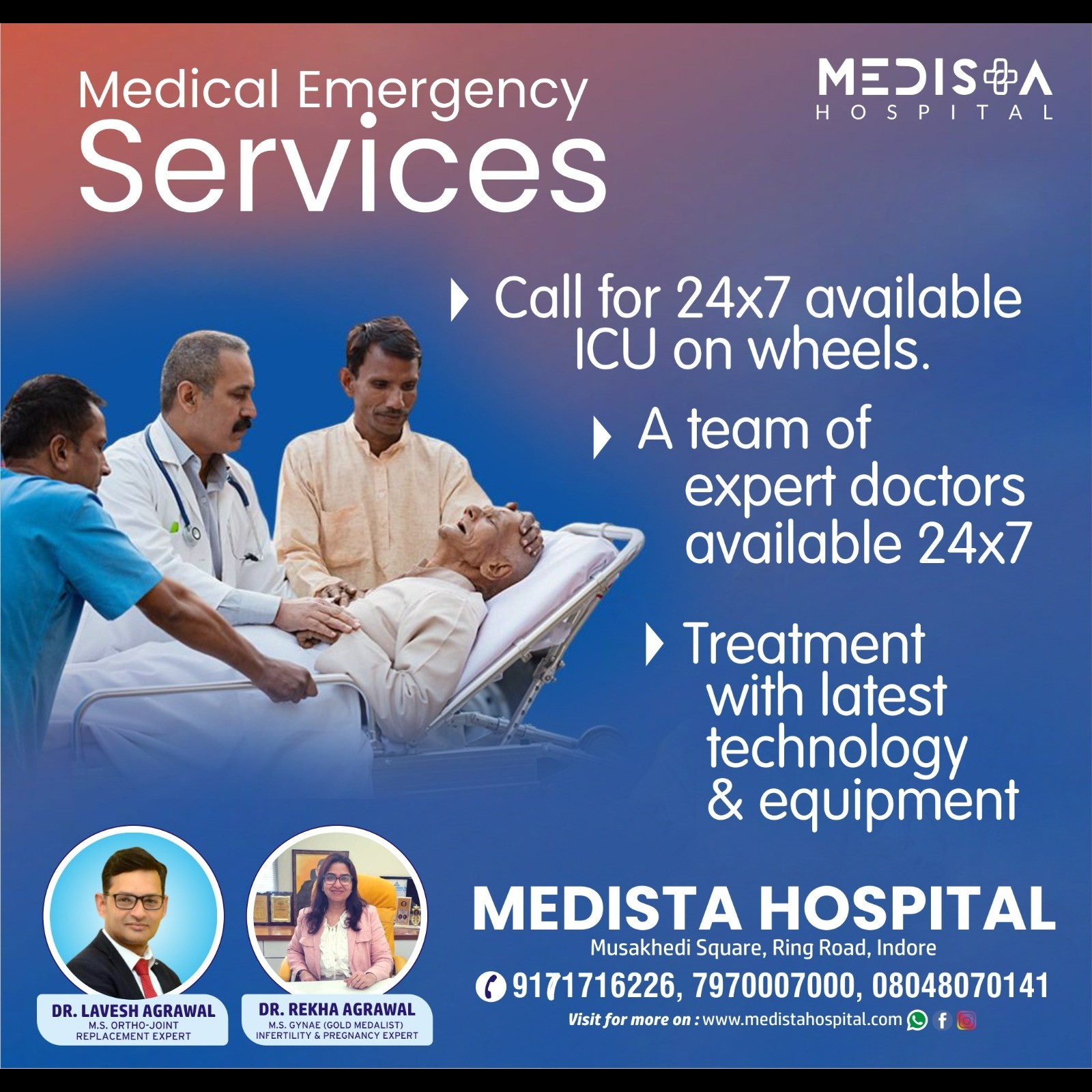 Top Medical Emergency Services in Indore
Medista Hospital stands as one of Indore’s premier provider... main image