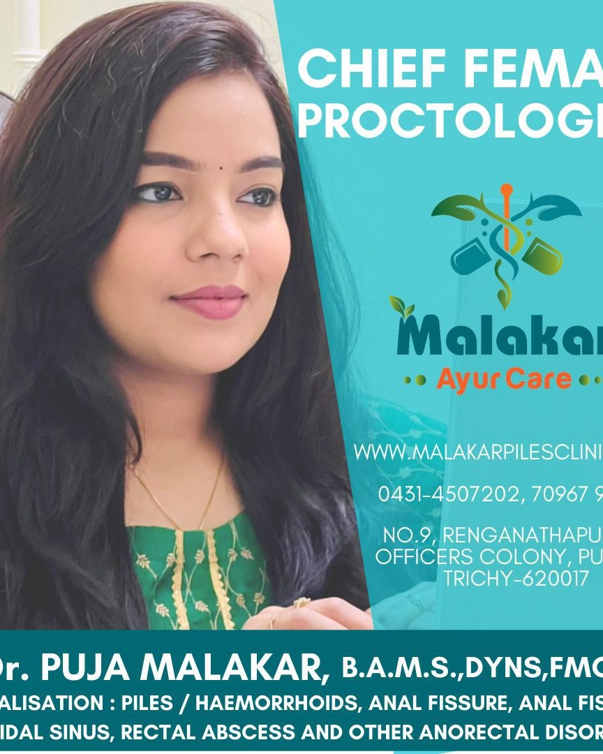 female doctor for piles fissure and fistula treatment center in trichy Malakar Ayur Care main image