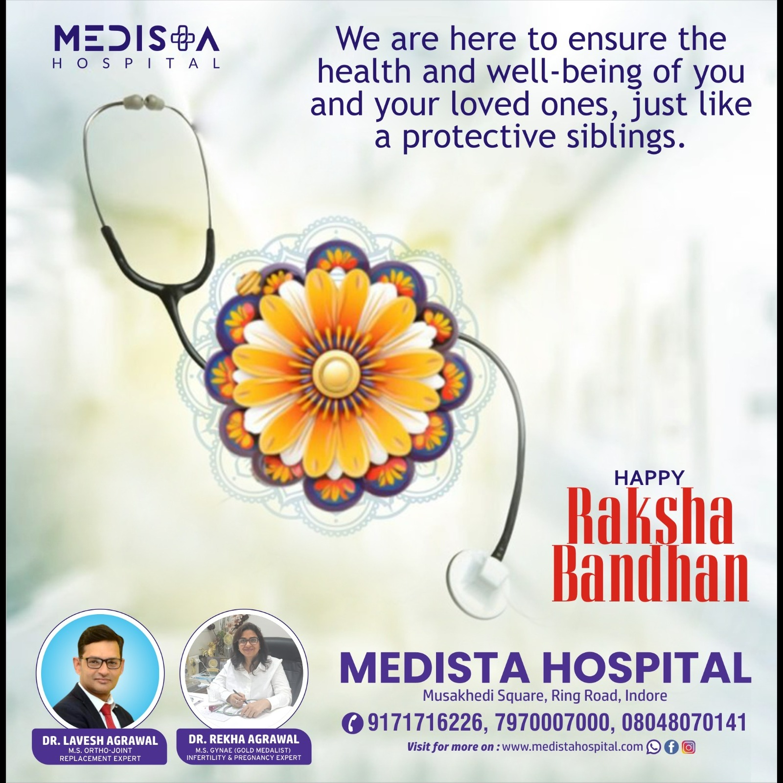Celebrating the beautiful bond of siblings today. Happy Rakhi! 🌼
- Medista Hospital main image