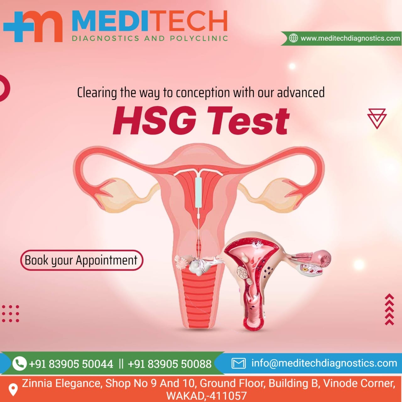 Hysterosalpingography available at best price @4500/-    *Book an appointment @ Meditech Diagnostics... main image