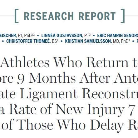 Does timing matter for return to sport following anterior cruciate ligament (ACL) reconstruction? main image