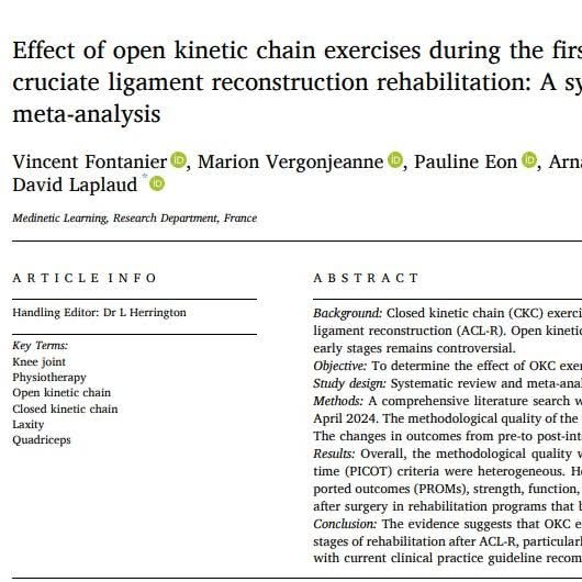 Effect of open kinetic chain (OKC) exercises during the first weeks of anterior cruciate ligament re main image