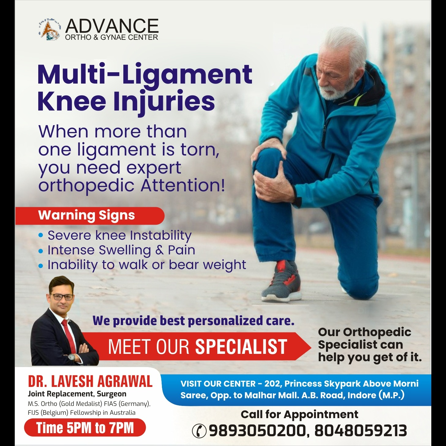 Best Doctor for Multi Ligament Knee Injury in Indore 

For specialized treatment of complex knee inj... main image