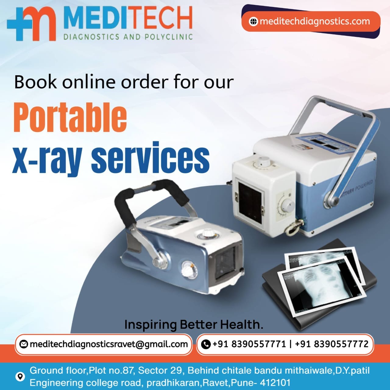Meditech Diagnostics and polyclinic Ravet now  fully ready to serve at your place as per your choice... main image