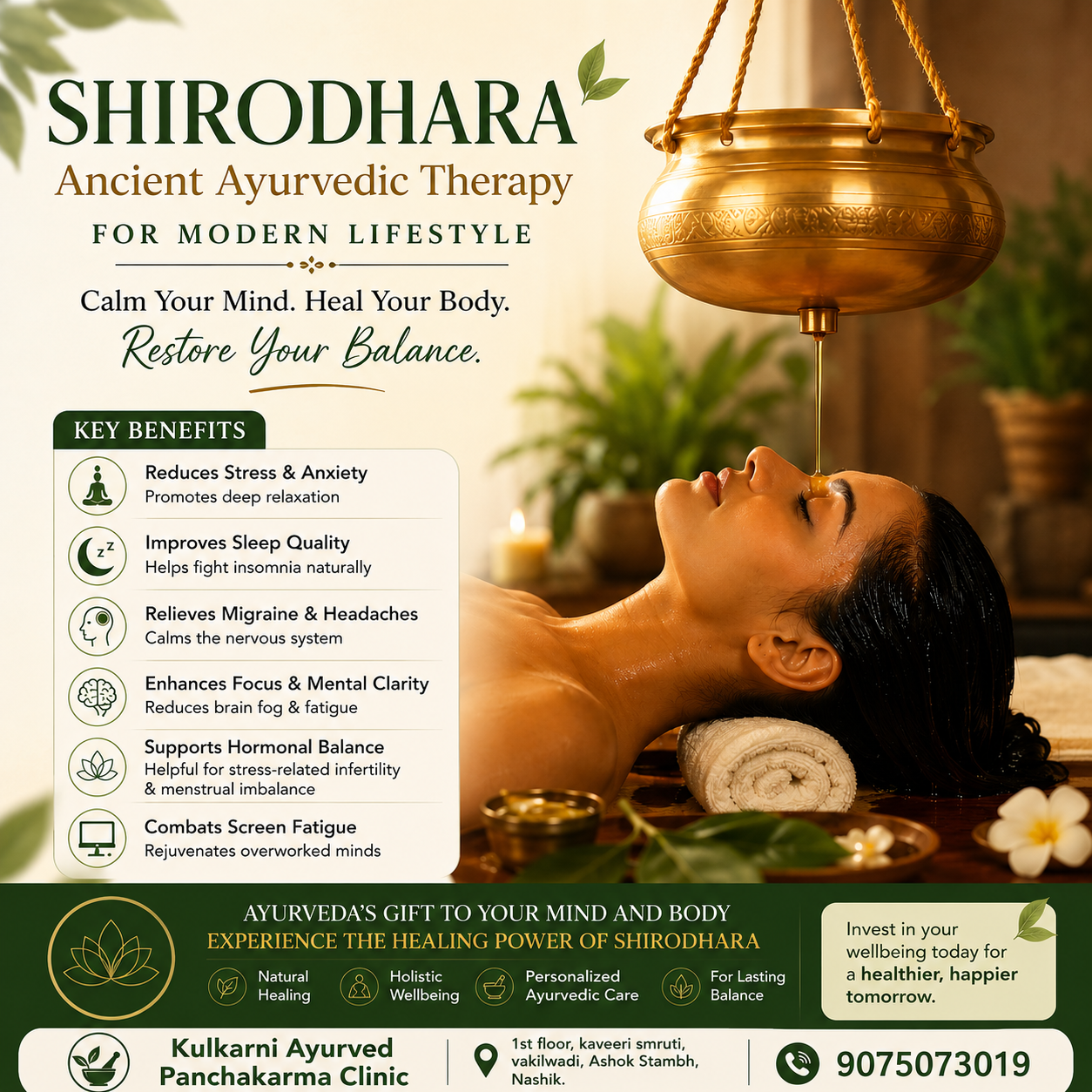 Shirodhara Benefits for Stress , Sleep & Mental Wellness: Ayurvedic Healing for Modern Professsional main image