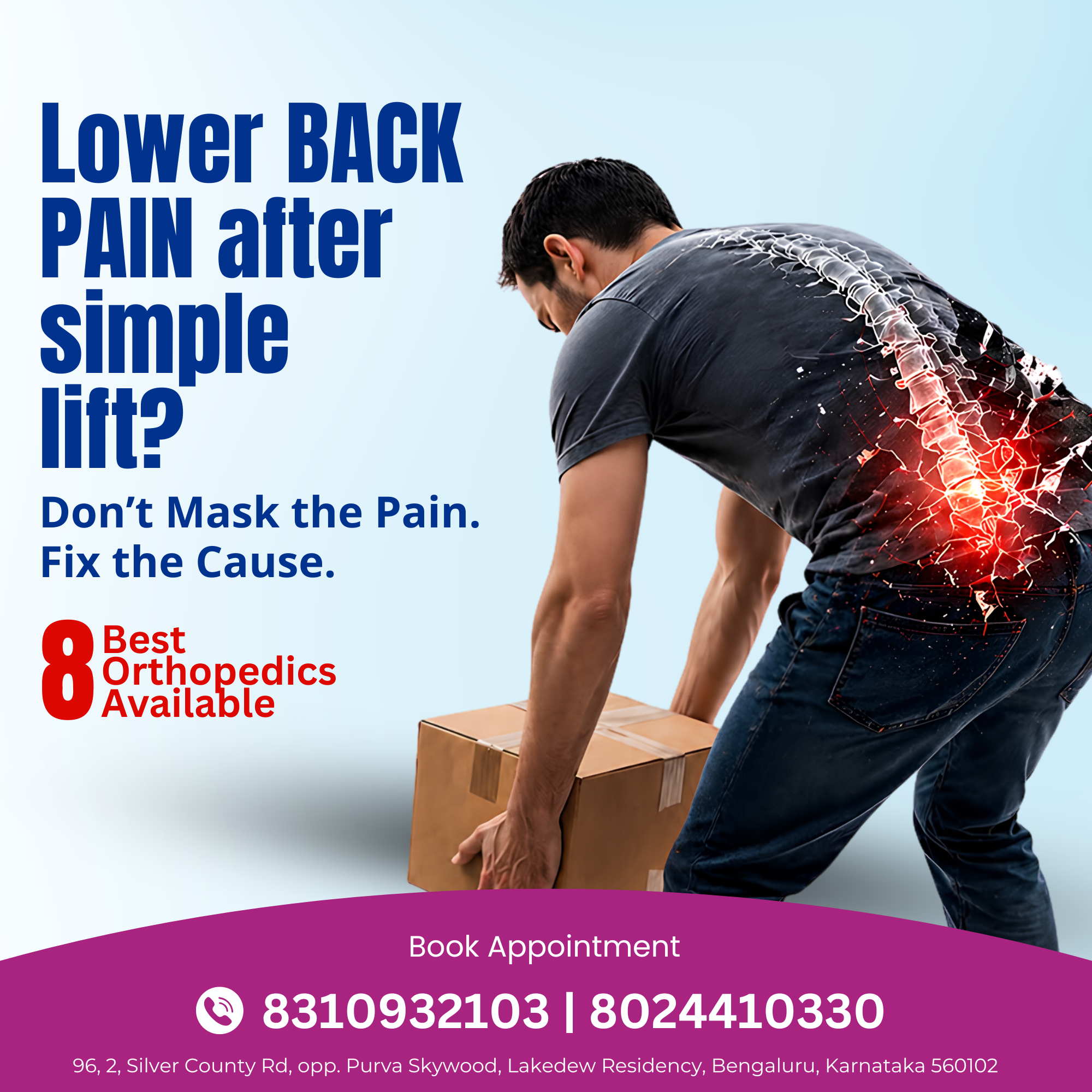 Lower Back Pain Treatment in Bangalore – Expert Care Near HSR Layout, Haralur, Kudlu & Electronic Ci main image