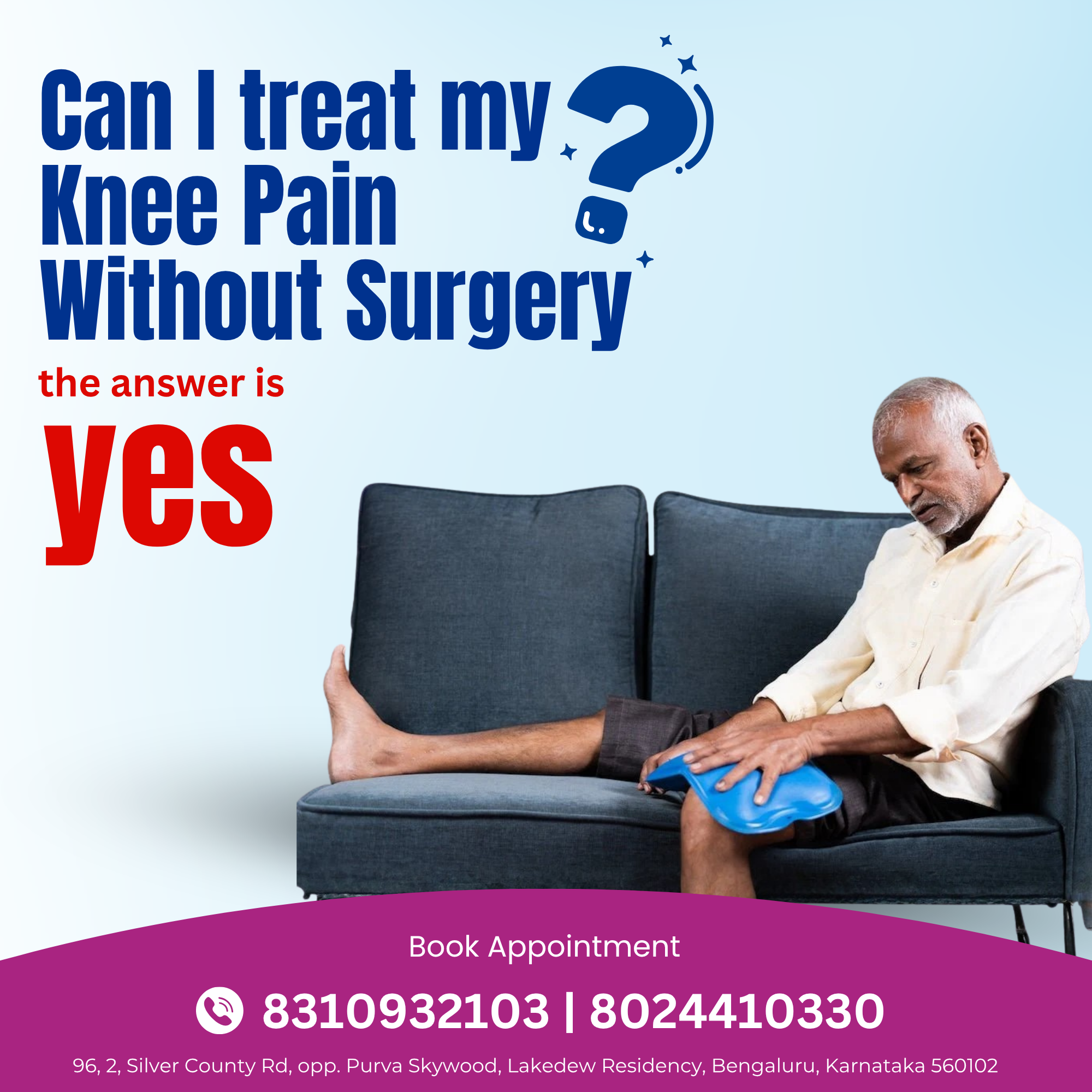 Knee Pain Treatment Without Surgery in Bangalore – Expert Care Near HSR Layout, Haralur, Kudlu main image