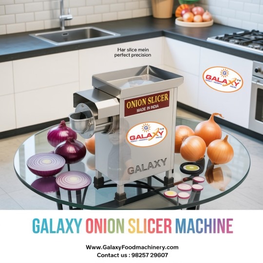 Stainless Steel Onion Slicer Manufacturer | Food Grade Onion Cutting Machine | Galaxy Food Machinery