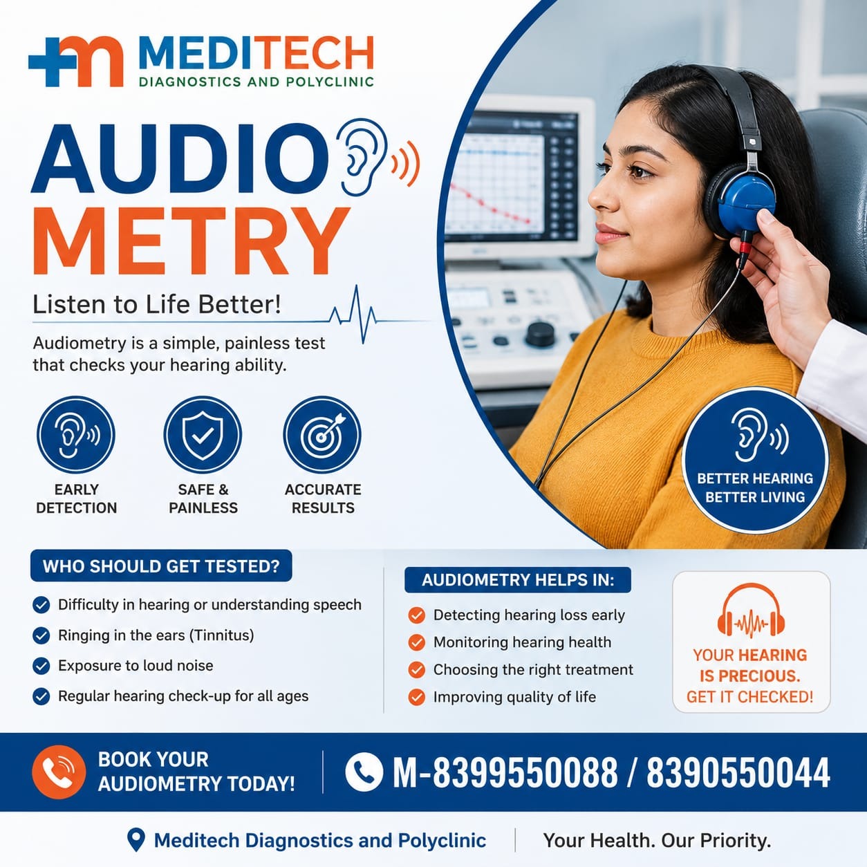 Audiometry Test at Meditech Diagnostics and PolyclinicHear Better. Live Better.Your hearing plays an... main image