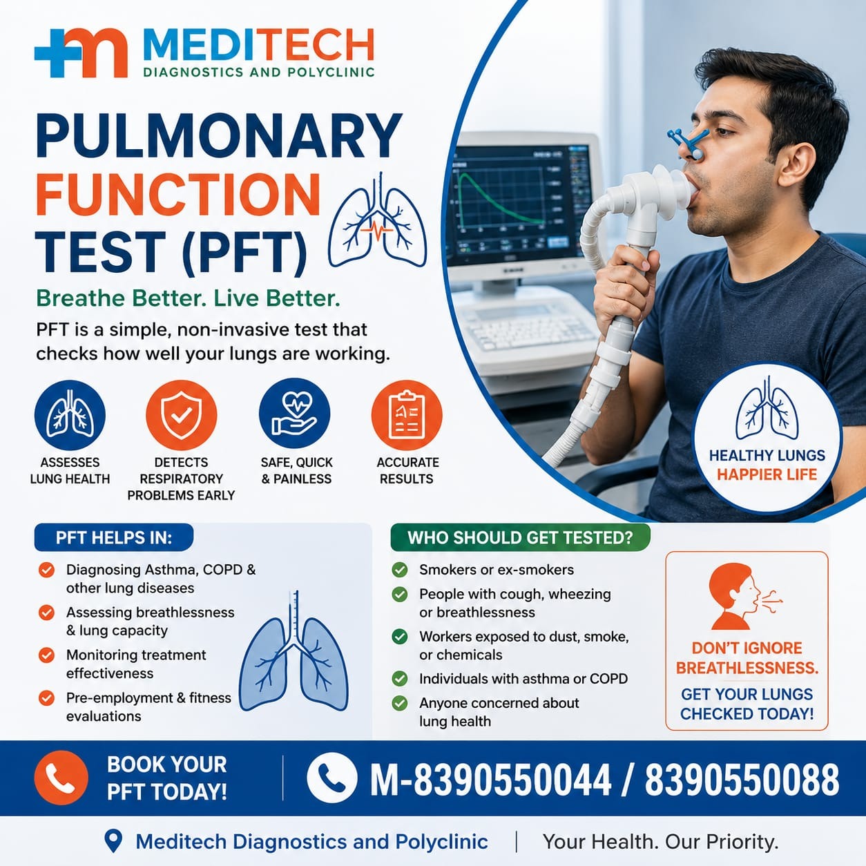 Pulmonary Function Test (PFT) at Meditech Diagnostics and PolyclinicBreathe Better. Live Better.A Pu... main image