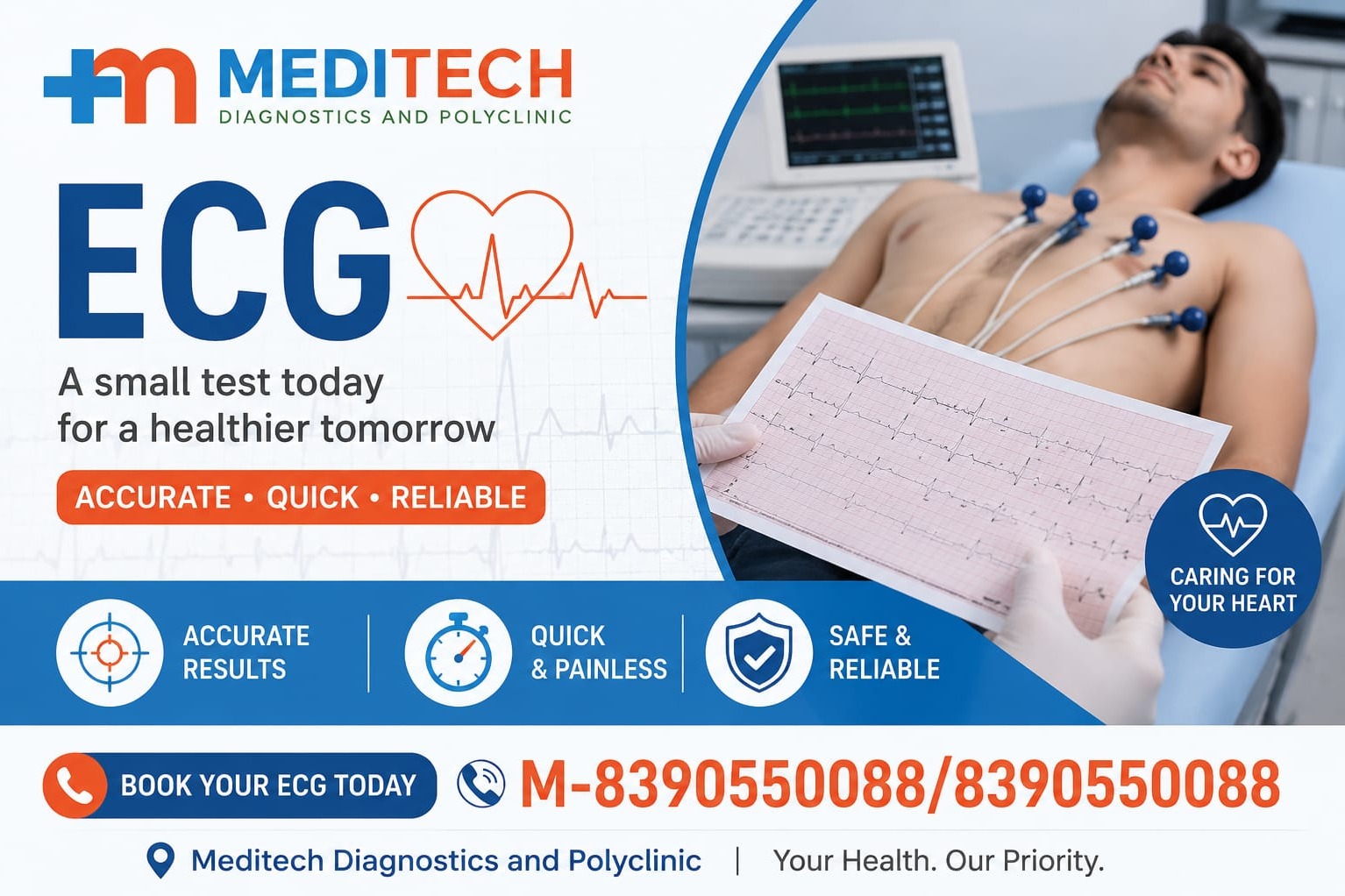 ECG (Electrocardiogram) at Meditech Diagnostics and PolyclinicA Small Test Today for a Healthier Tom... main image