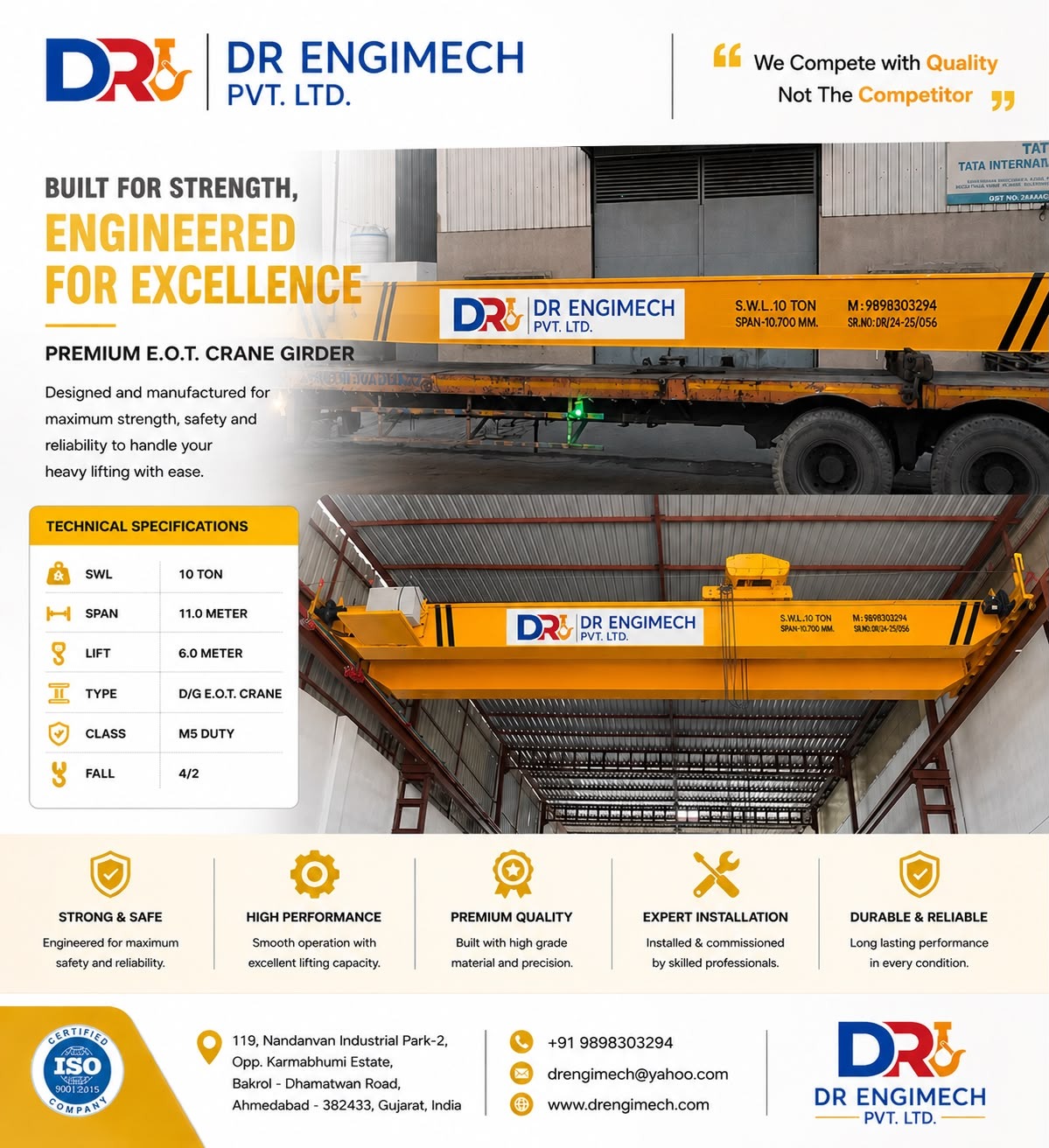 ποΈ 10 Ton Double Girder EOT Crane β Engineered for Strength, Built for Continuous Performance