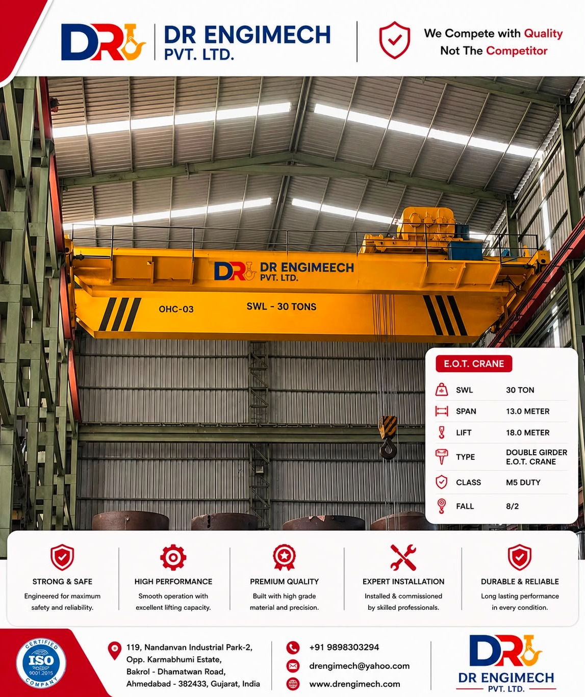 ποΈ 30 Ton Double Girder EOT Crane β Heavy-Duty Performance Engineered for Maximum Productivity