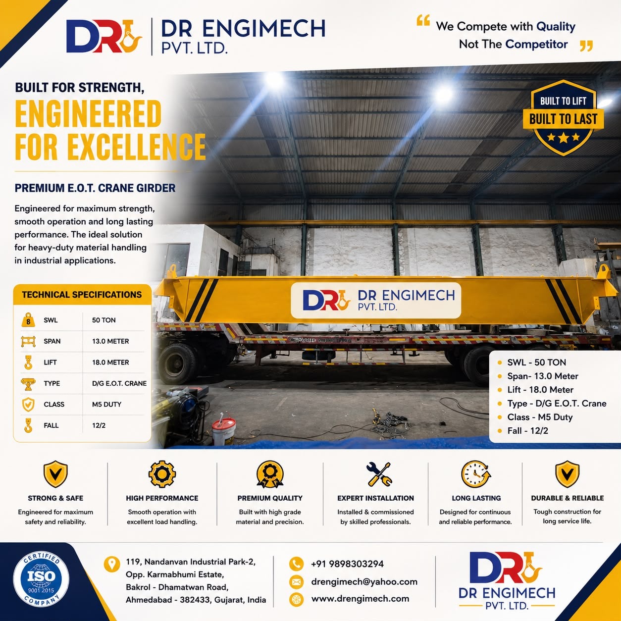 ποΈ 50 Ton Double Girder EOT Crane β Ultimate Heavy Lifting with Unmatched Engineering Excellence