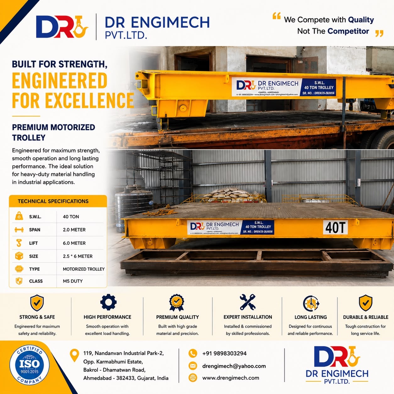 π 40 Ton Motorized Transfer Trolley Heavy-Duty Material Handling Engineered for Industrial Excellen