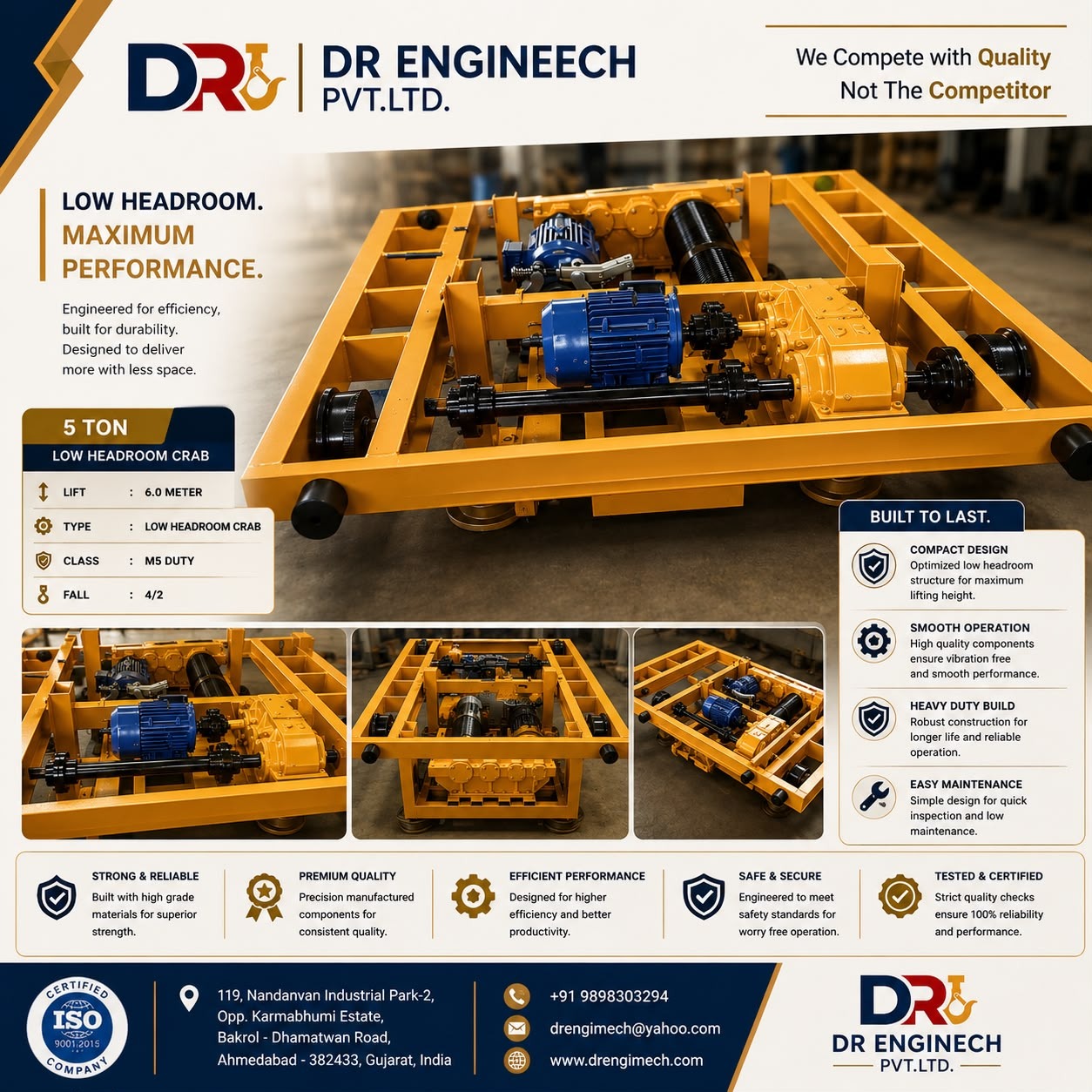 ποΈ 5 Ton Low Headroom Crab β Compact Design, Maximum Lifting Efficiency