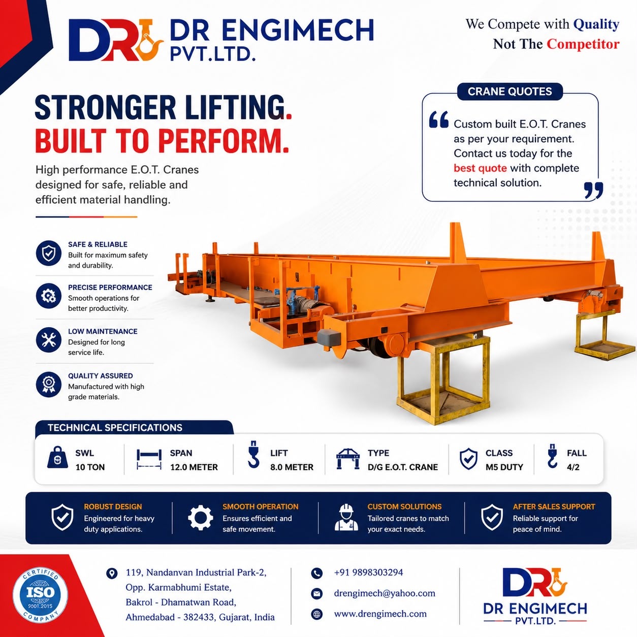 ποΈ 10 Ton Double Girder EOT Crane β Robust Engineering for High-Performance Material Handling