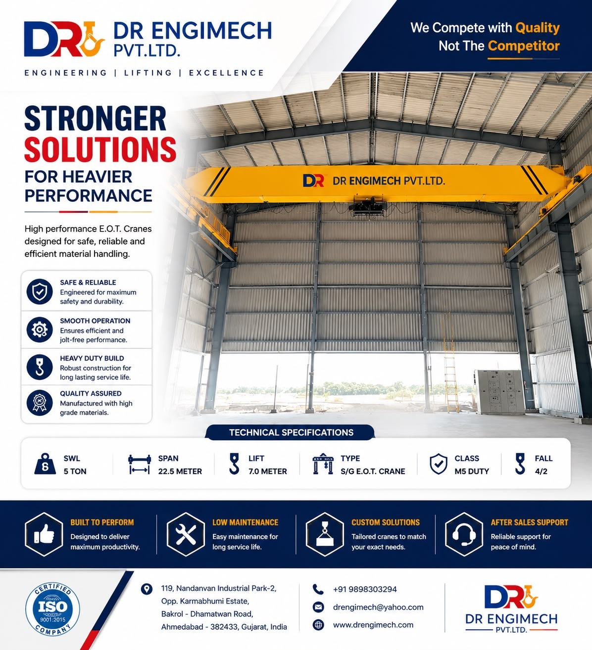 ποΈ 5 Ton Single Girder EOT Crane β Long Span Performance with Premium Engineering