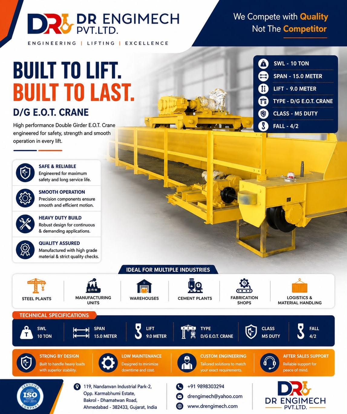 ποΈ 10 Ton Double Girder EOT Crane β Engineered for Heavy-Duty Performance & Maximum Reliability