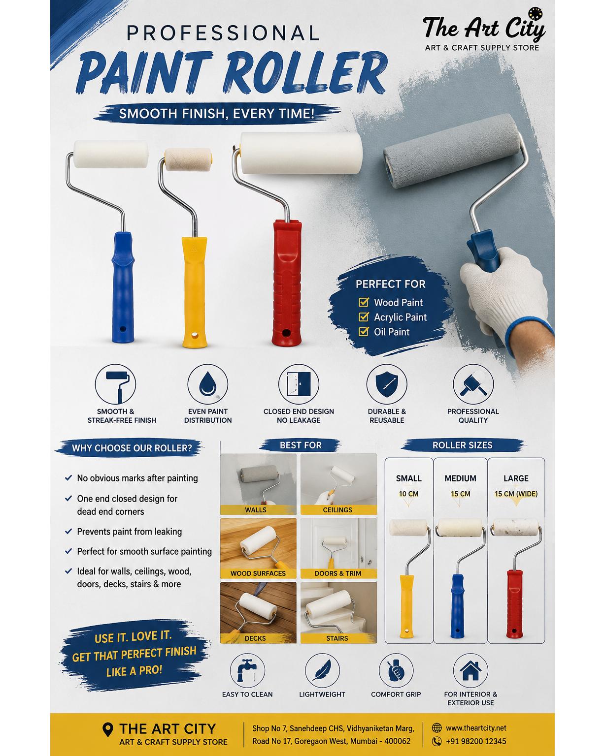 Professional Paint Rollers – Smooth Finish Every Time! The Art City – ART & CRAFT SUPPLY STORE